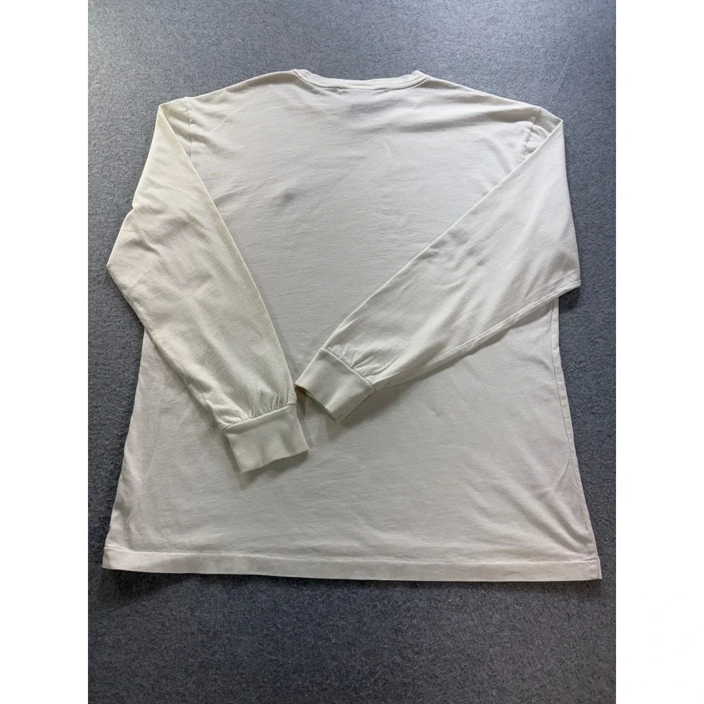 Polo Ralph Lauren Mens Long Sleeve T-Shirt Cream‎ Off-White Pony Logo Size M